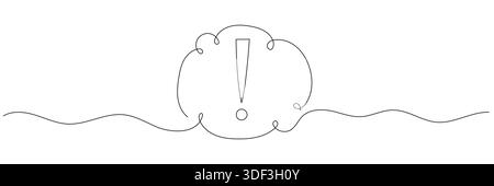 A speech bubble icon, a single line vector icon with an exclamation point. Editable line Stock Vector