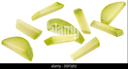 Kohlrabi cabbage slices isolated on white background with clipping path Stock Photo