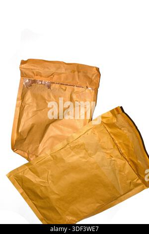 Packing envelope padded mailer bag opened and empty recycling shipping postal waste Stock Photo