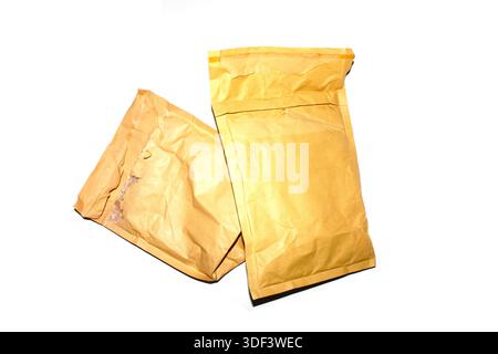 Packing envelope padded mailer bag opened and empty recycling shipping postal waste Stock Photo