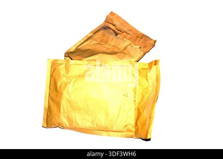 Packing envelope padded mailer bag opened and empty recycling shipping postal waste Stock Photo
