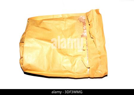 Packing envelope padded mailer bag opened and empty recycling shipping postal waste Stock Photo