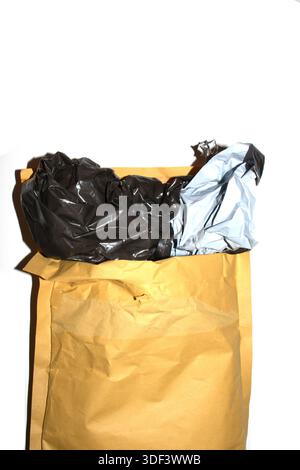Packing envelope padded mailer bag opened and empty recycling shipping postal waste Stock Photo