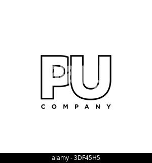 Trendy letter P and U, PU logo design template. Minimal monogram initial based logotype for company identity. Stock Vector