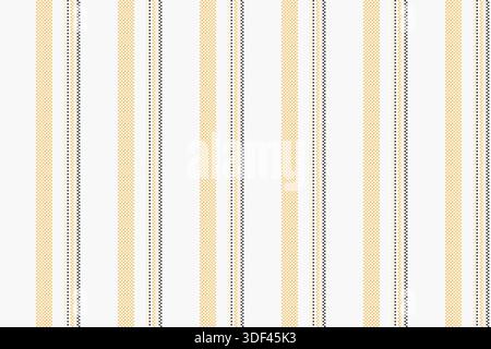 Periodic textile vertical stripe, december texture seamless lines. Ornamental vector fabric background pattern in white and amber colors palette. Stock Vector