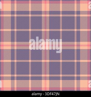 Seventies textile background tartan, packing check vector plaid. List fabric texture pattern seamless in pastel and orange colors palette. Stock Vector