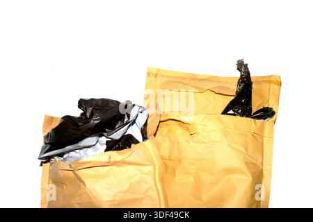 Packing envelope padded mailer bag opened and empty recycling shipping postal waste Stock Photo