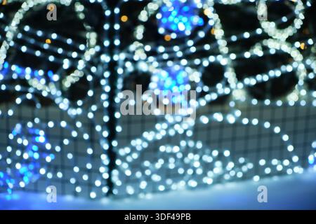 Abstract bokeh background of christmas tree lights, defocused Stock Photo