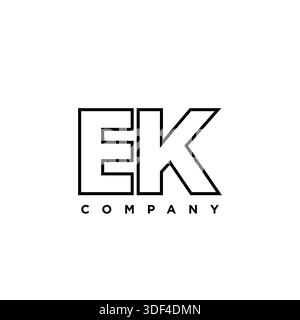 Trendy letter E and K, EK logo design template. Minimal monogram initial based logotype for company identity. Stock Vector