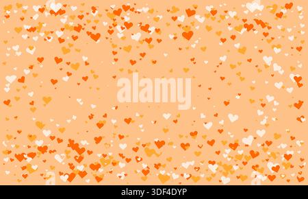 Joyful, pastel orange background scattered with small white and orange hearts. Perfect for Valentines Day, wedding invitations, or celebratory designs Stock Vector