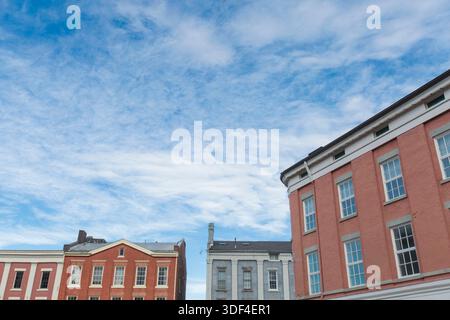 Old brick building in a small city Stock Photo