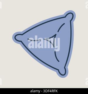 A linear icon with a partial color fill of traditional Samsa or Samosa pastry. Ideal for cuisine, food, and restaurant concepts. Stock Vector