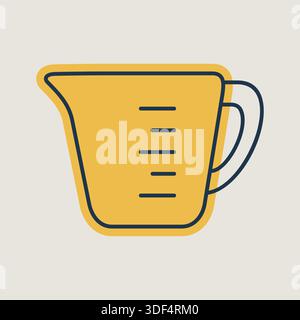 A linear icon with a partial color fill of a classic kitchen measuring cup with measuring lines. Ideal for cooking, baking, and kitchenware concepts. Stock Vector