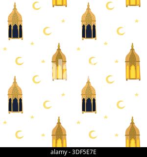 Seamless ramadan lantern pattern for islamic wallpapers, textiles Stock Vector