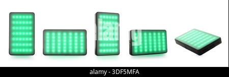 LED lamp glowing green isolated on white, collection Stock Photo