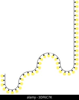 Long light bulb path composed of rounded lines filled with luminous bulbs. Stock Vector