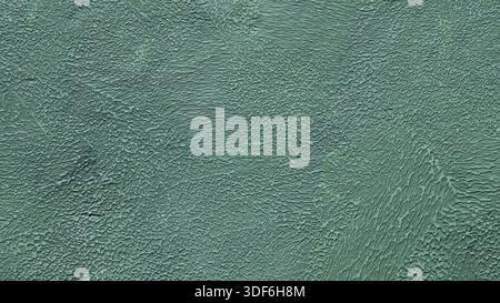 Dark Green Stucco Wall Texture with Swirling Plaster Patterns and Rough Grunge Surface Detail Stock Photo