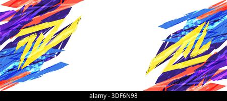 High Energy Sport Background with Colorful Brush Strokes on White Background. Abstract Banner and Poster Design for Sports and Games Background Stock Vector