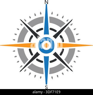 Compass Icon Navigation and Direction art logo illustration Stock Vector