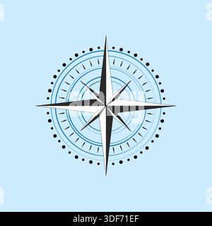 Coloured compass icon in flat design style Stock Vector