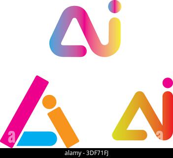 gradient ai logo design new ai logo modern logo Stock Vector