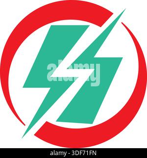 Flash Electric Logo Vector Bolt Energy Icon.Concept Logo Design Template. Circle electric logo, Stock Vector