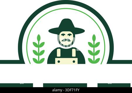 Farm logo. Template with farm landscape. Vector illustration. Pro Vector Stock Vector