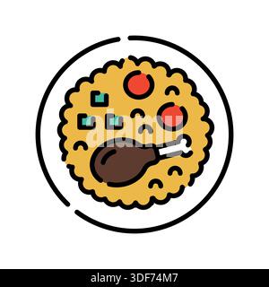 biryani color line icon. Vector isolated element. Editable stroke. Stock Vector