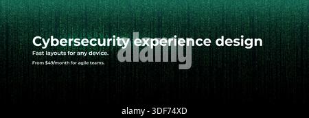 Matrix Overlay Rain Background, Digital Tech Binary, Cyber Security Pattern Layout, Crypto Hack Threat, Computer Coding Technology, Dark Green One Stock Vector