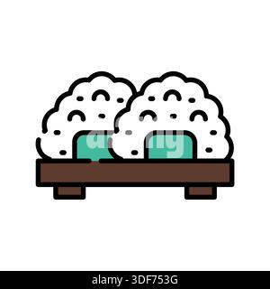 onigiri color line icon. Vector isolated element. Editable stroke. Stock Vector