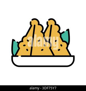 samosa color line icon. Vector isolated element. Editable stroke. Stock Vector