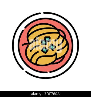 soba color line icon. Vector isolated element. Editable stroke. Stock Vector