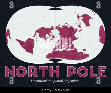 North Pole world map using Laskowski tri-optimal projection centered to the North Pole. Stock Vector