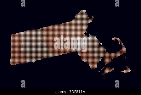 Massachusetts digital badge. Dotted style map of Massachusetts in a ...