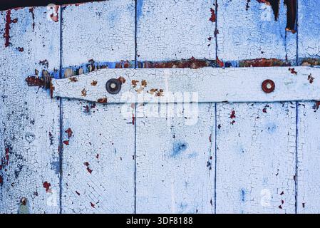Background of blue painted wooden surface. View from above Stock Photo