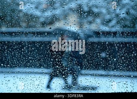 Paris under snow,France. Stock Photo