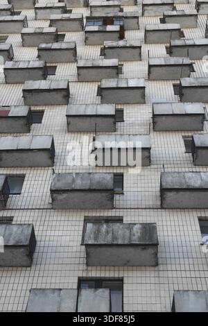 Balconies on the wall building abstract city background Stock Photo