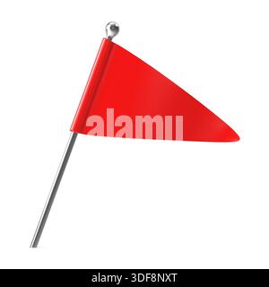 Red Triangular Marker Flag on White Background Stock Photo