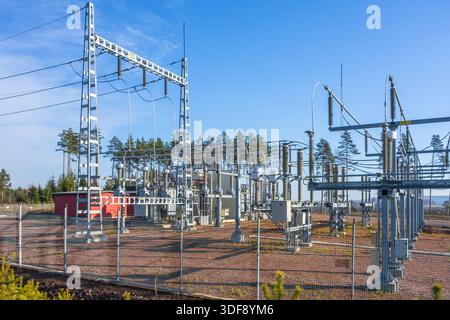 Electrical substation with a electric pylon Stock Photo