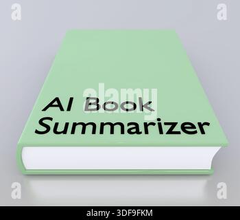 3D illustration of "AI Book Summarizer" script on a book. Stock Photo