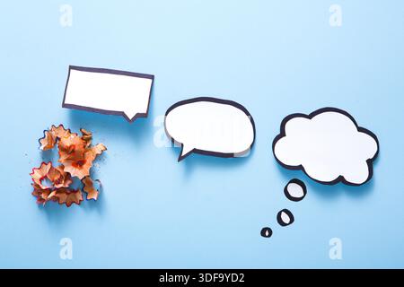 Blank speech bubble on blue, creativity concept Stock Photo