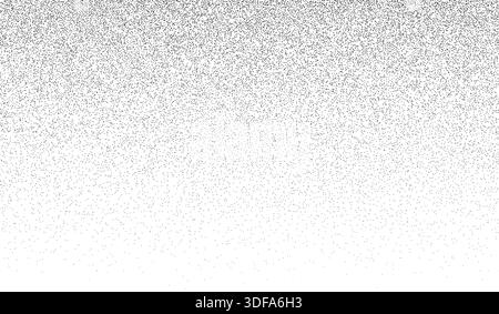Gradient grain noise pattern. Faded spray patern. Smooth grainy grit. Snow falling from above. Fades transition. Fadew grunge stipple texture. Fading Stock Vector