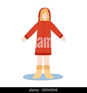 Woman in raincoat and rubber boots Stock Vector