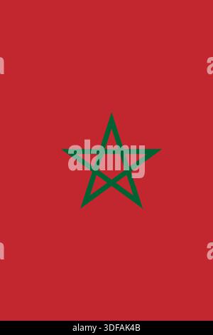 Morocco vertical flag in official colors, dimensions and aspect ratio. Vector flag symbolizing national pride, identity, heritage, patriotism and authority Stock Vector