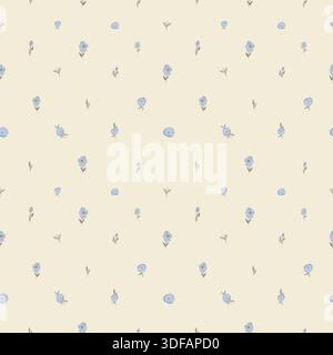 Blue small scale roses ditsy floral seamless design pattern Stock Vector