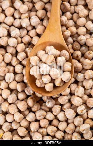 Top view of dried chickpeas. Raw chickpeas as  background.  Close-up Stock Photo