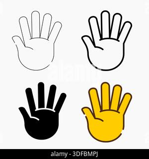 Set of Open Hand Icons and Symbols in Various Styles Vector Illustration Stock Vector