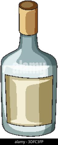 Clean vector illustration of glass bottle with blank label, simple shading, isolated white background Stock Vector