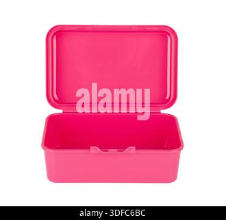Plastic lunch box isolated on white background Stock Photo