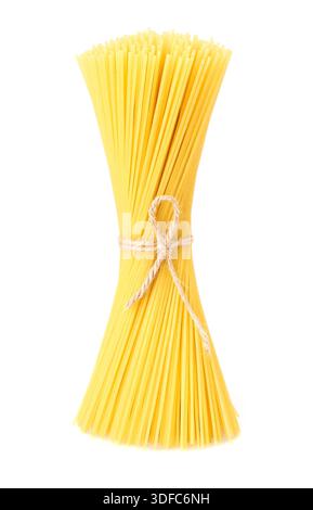 Spaghetti tied up by a rope isolated on white background Stock Photo
